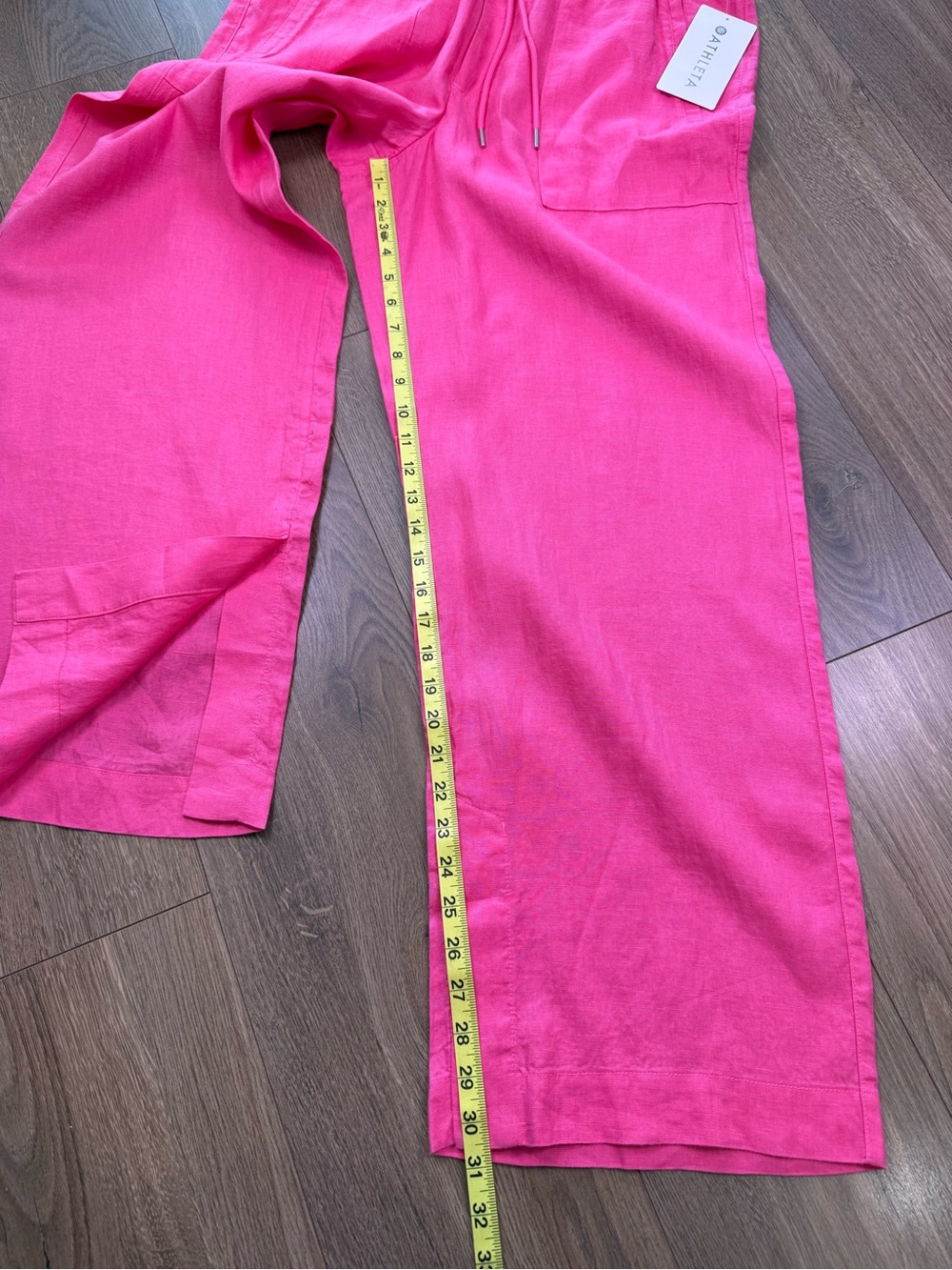 NWT Athleta Retreat Linen High Rise Wide Leg Pant Hot Pink Size Large - Picture 12 of 12